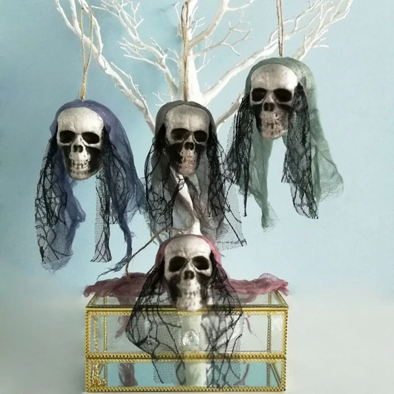 

Artificial Foam Skull Halloween Bride Clothes Decor Bone Head Hanging Festival Party Supplies Home Decorations