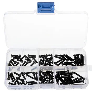

SULEVE New 120pcs/set M3CH2 M3 4mm 6mm 8mm 12mm 16mm 20mm Black Carbon Steel Allen Bolt Hex Socket Button Head Cap Screw Bolt