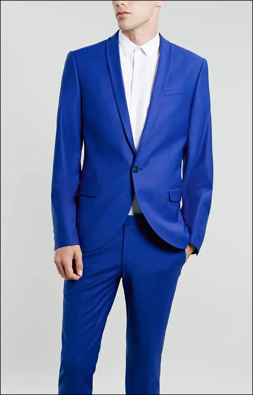 Mens Electric Blue Suit Dress Yy