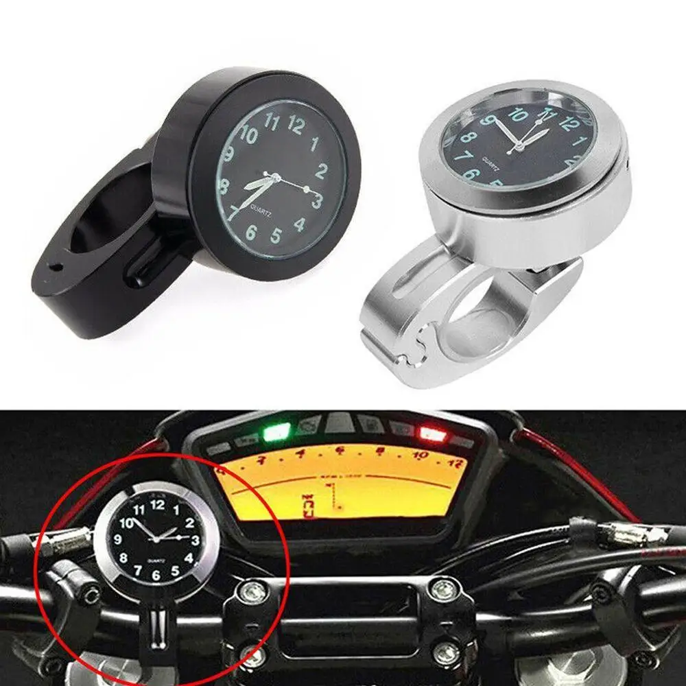 

Motorcycle modified watch Harley Prince car modification 22/25MM universal car clock watch buckle black silver