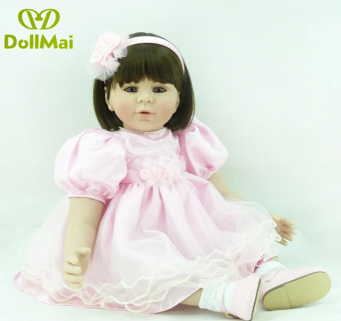 

60cm Silicone Reborn Baby Doll Toys For Children 24inch Vinyl Toddler Princess Girls alive bebe Dolls reborn Kids Gift