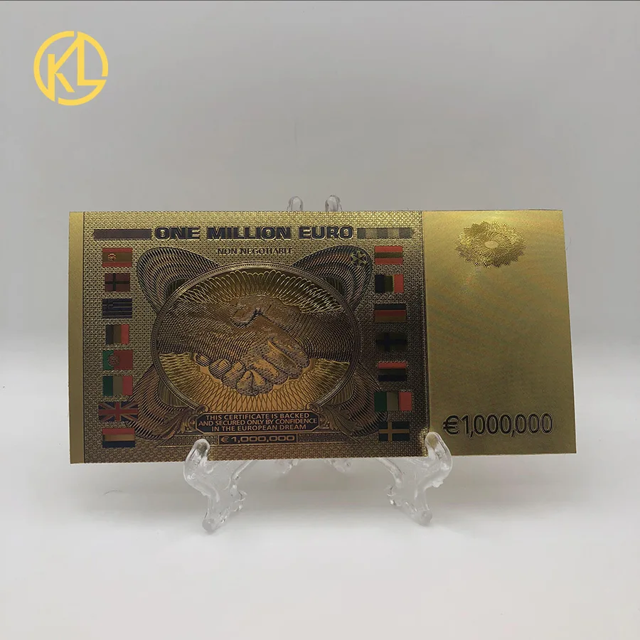 10 шт/партия цветные Банкноты евро 1 миллион евро банкноты в золотой фольге памятные банкноты стоимость коллекционный подарок