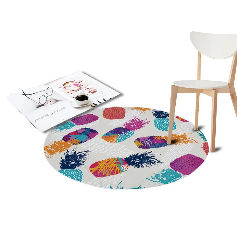 Pineapple Printed Coral Velvet Chair Floor Mats Round Carpets for Living Room Kids Bedroom Play Area Outdoor Rugs Home Textile Pineapple Printed Coral Velvet Chair Floor Mats Round Carpets for Living Room Kids Bedroom Play Area Outdoor Rugs Home Textile