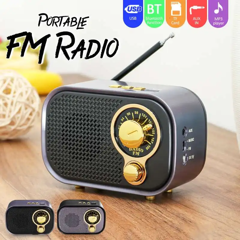 

Rechargeable FM Radio AUX bluetooths Speaker Portable Wireless Loudspeaker Sound System FM USB TF MP3 Music Player