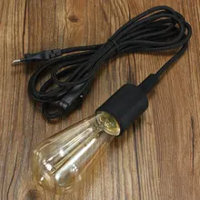 E27/E26 3 metros enchufe en colgar linterna cordón Vintage Edison Gel de sílice enchufe portalámparas colgante bombilla 110-250V negro/blanco