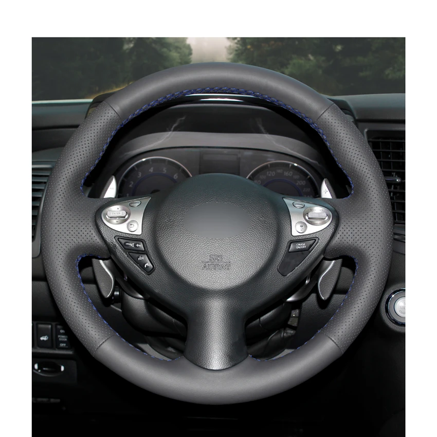 Black Leather Suede Steering Wheel Cover for Infiniti FX35 FX37 for Nissan Juke