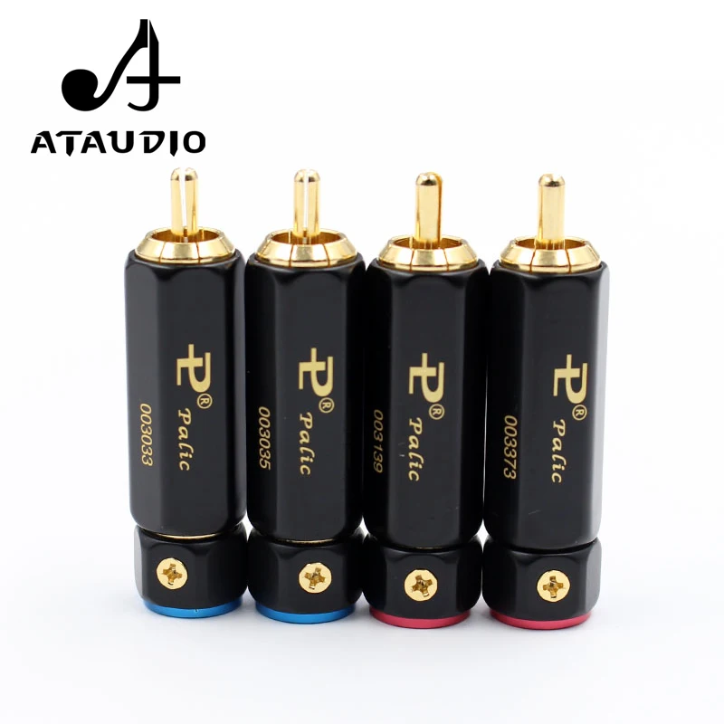 4pcs ATAUDIO Gold-plated HIFI RCA Plug Hi-end Self-locking A/V Connector For Diy Audio Cable