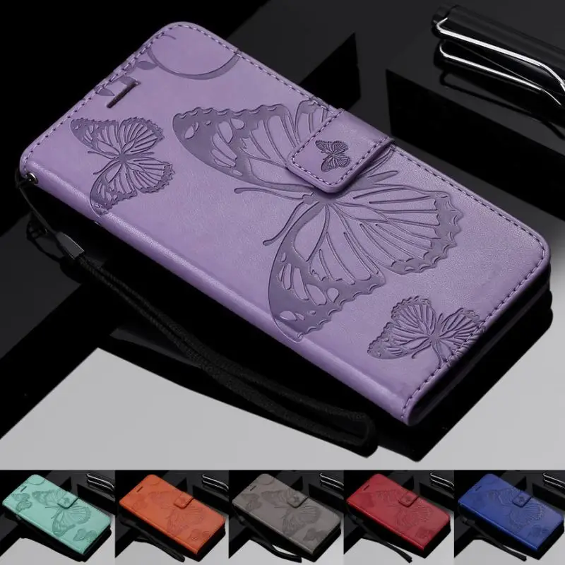

Cute 3D Butterfly Wallet Flip Case for Capa Huawei Y6 II Pro 2017 Y7 Prime Pro Y9 Y5 2018 Nova Lite 2 3E Leather Case Cover P06Z