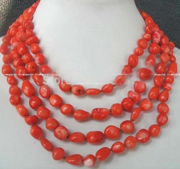 

very good Natural SALE Long freedom shape coral baroque beads 80" necklace AAA Wholesale Silver hook
