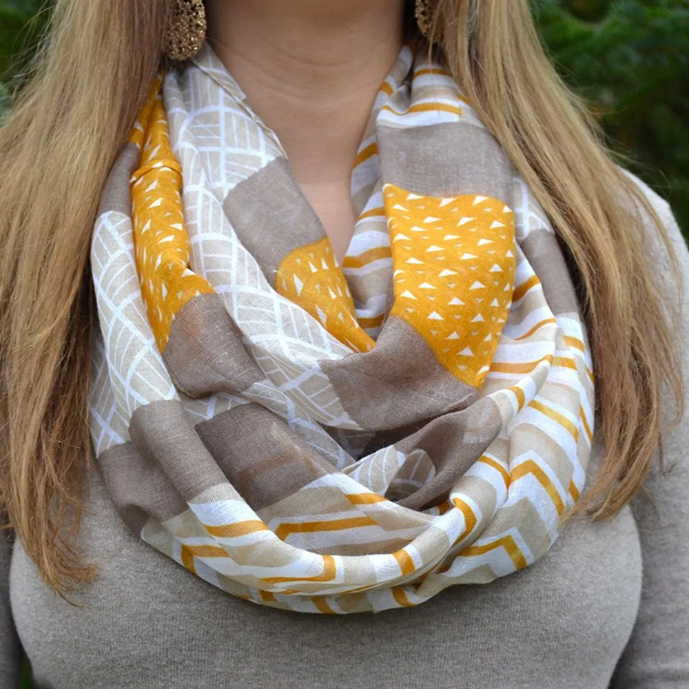 Женские шарфы с геометрическим принтом Бесконечность, женский элегантный шарф, модный осенний женский шарф-петля