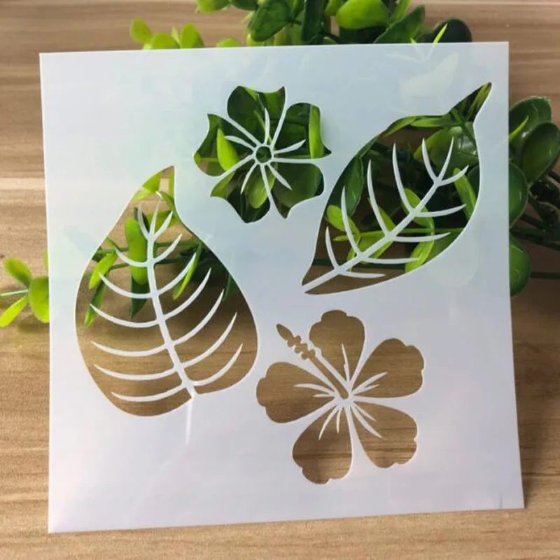 Flower And Leaf Stencil For Wall Painting Template Scrapbooking Coloring Embossing Accessories Decor Office School Supplies diy craft heart shaped stencil for wall painting template scrapbooking stamping accessories coloring embossing paper card flower