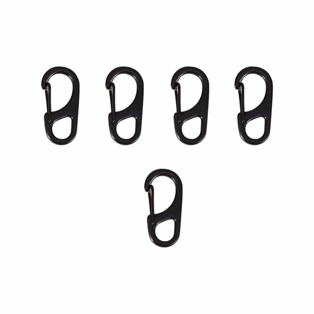 

5pcs/lot Black Carabiner Alloy Clip Locking Snap Spring Clips Hook Keychain Hang Buckle Camping Hiking Quickdraws Outdoor Tool