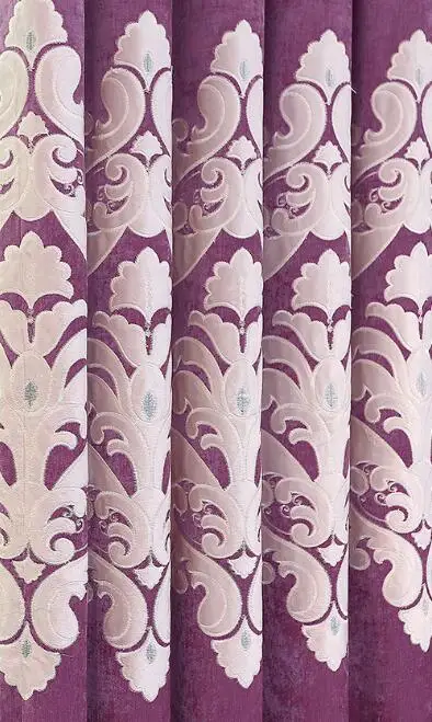 Высокое качество, вышитые роскошные фиолетовые затемненные занавески на окно для гостиной, шторы для спальни, кухни, занавески - Цвет: Purple Curtains