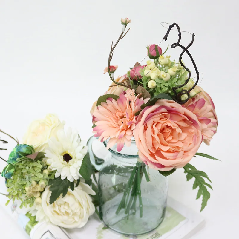 Artificial Wedding Bouquets for Brides New design Bruidsboeket Flors Silk Flowers Bouquets with Berry for Wedding Decoration (5)