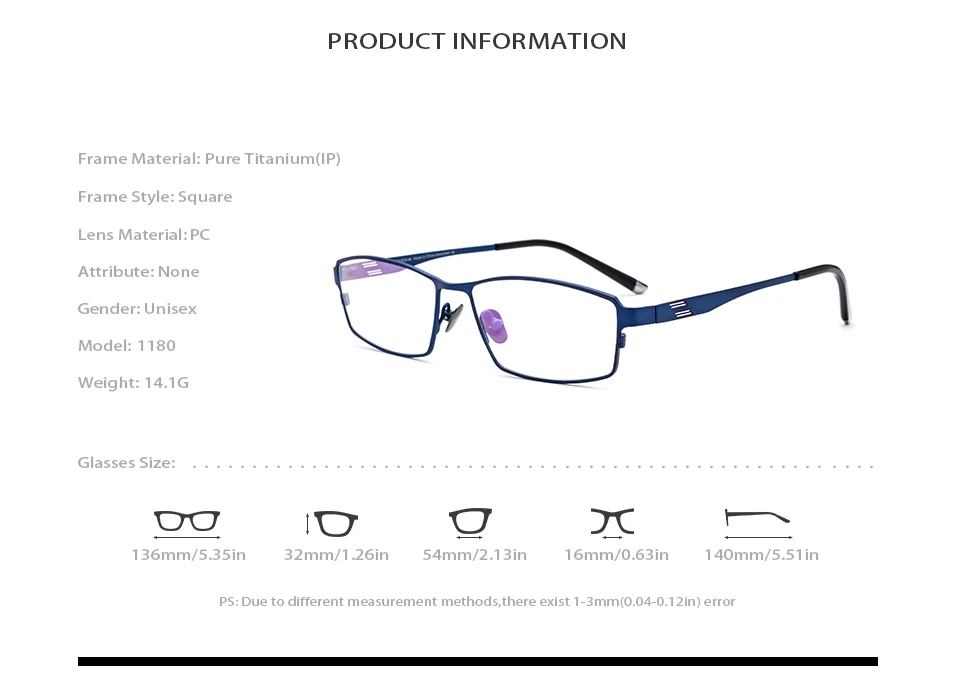 Оправа для очков из чистого титана, Мужские квадратные оптические очки для близорукости, Ретро стиль, ультра-светильник, полные очки, 1180
