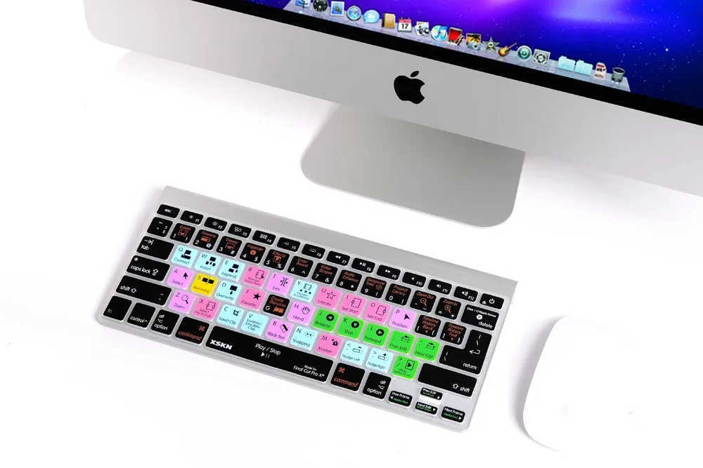 XSKN Final Cut Pro X ярлык силиконовый чехол для клавиатуры для Macbook Air Pro retina 13 15 17 и алюминиевая беспроводная клавиатура