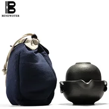 Портативный открытый туристический Кемпинг офис японский стиль быстрая чашка 1 чайник 1 чашка с мешком керамическая грубая керамика чайный набор кунг-фу