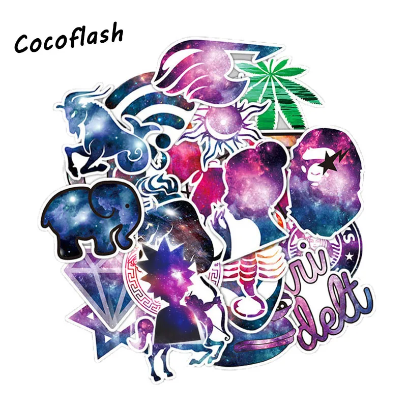 36PCS Galaxy Sticker Mixed Funny Colorful For Car PVC Waterproof Personality  Motorcycle Trolley Cartoon Cool Graffiti Sticker