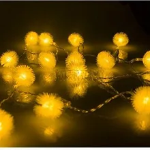 2 м 20 лампочек на батарейках, светодиодный хлопок, шары на нитке, светильник для украшения, лампы для освещения, Рождественский праздник, домашние ночные светильники