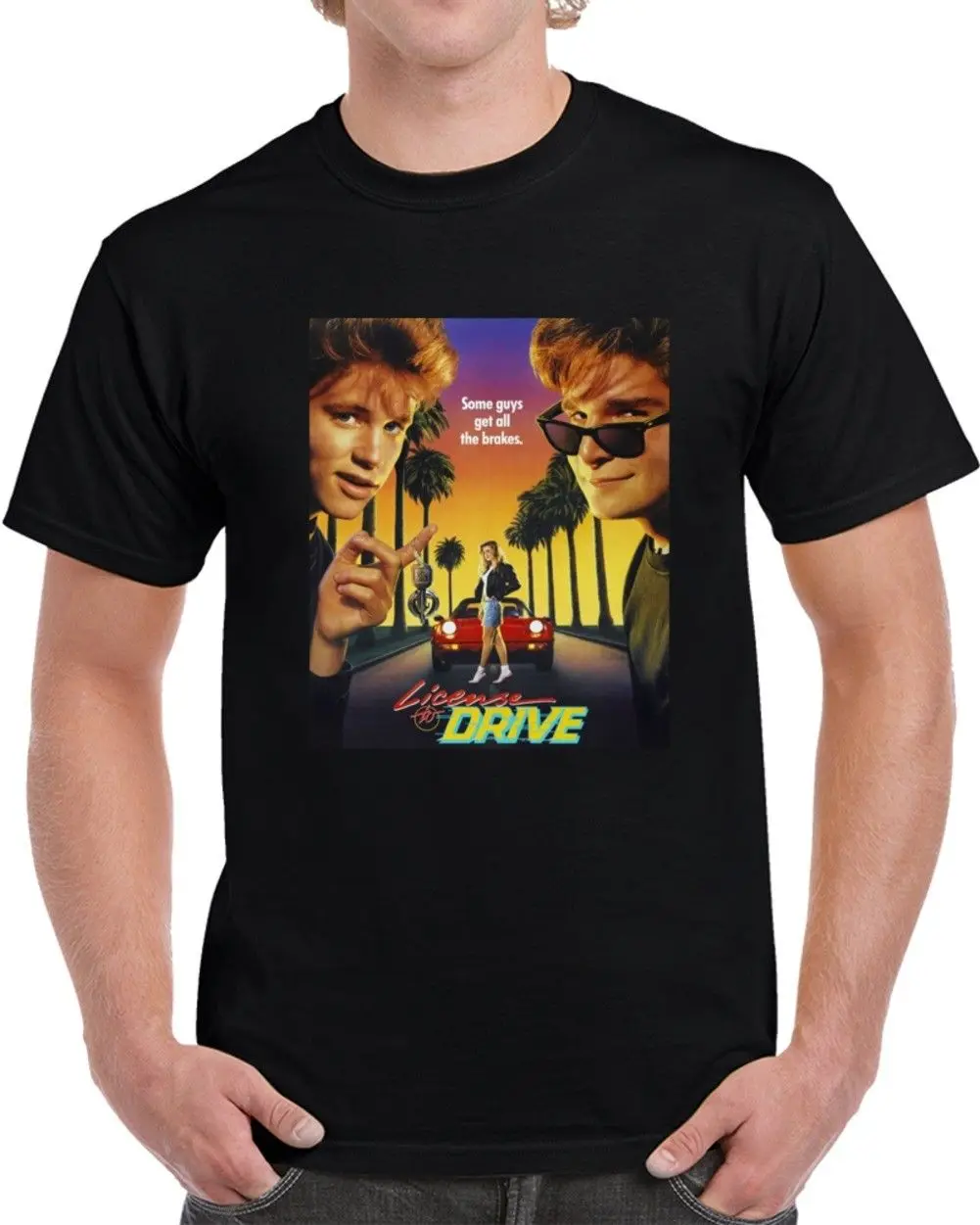 License To Drive Corey Feldman Haim Cool 80s Movie Fan T Shirt Summer Short Sleeves Cotton T-Shirt Fashion Print Tee Shirts |