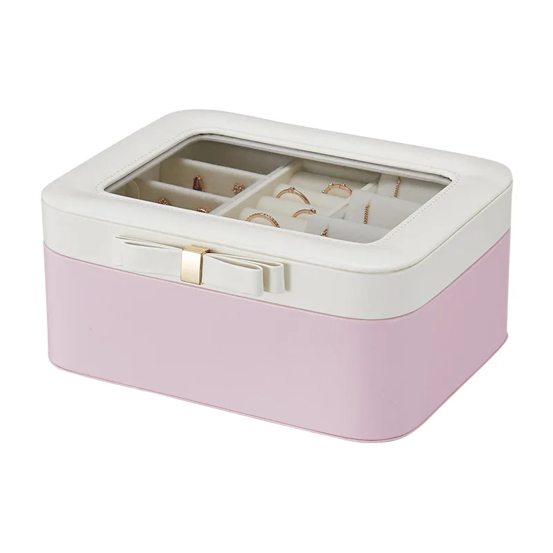 

Juelee Simple Open-cover Double-layer Storage Display Box for Woman Large-capacity Multi-function Storage Jewelry Box