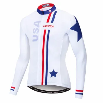 

2019 AMERICA cycling long jersey Men Mountain Bike jersey fall Pro MTB Bicycle Shirts long sleeve Team Road racing Top white red