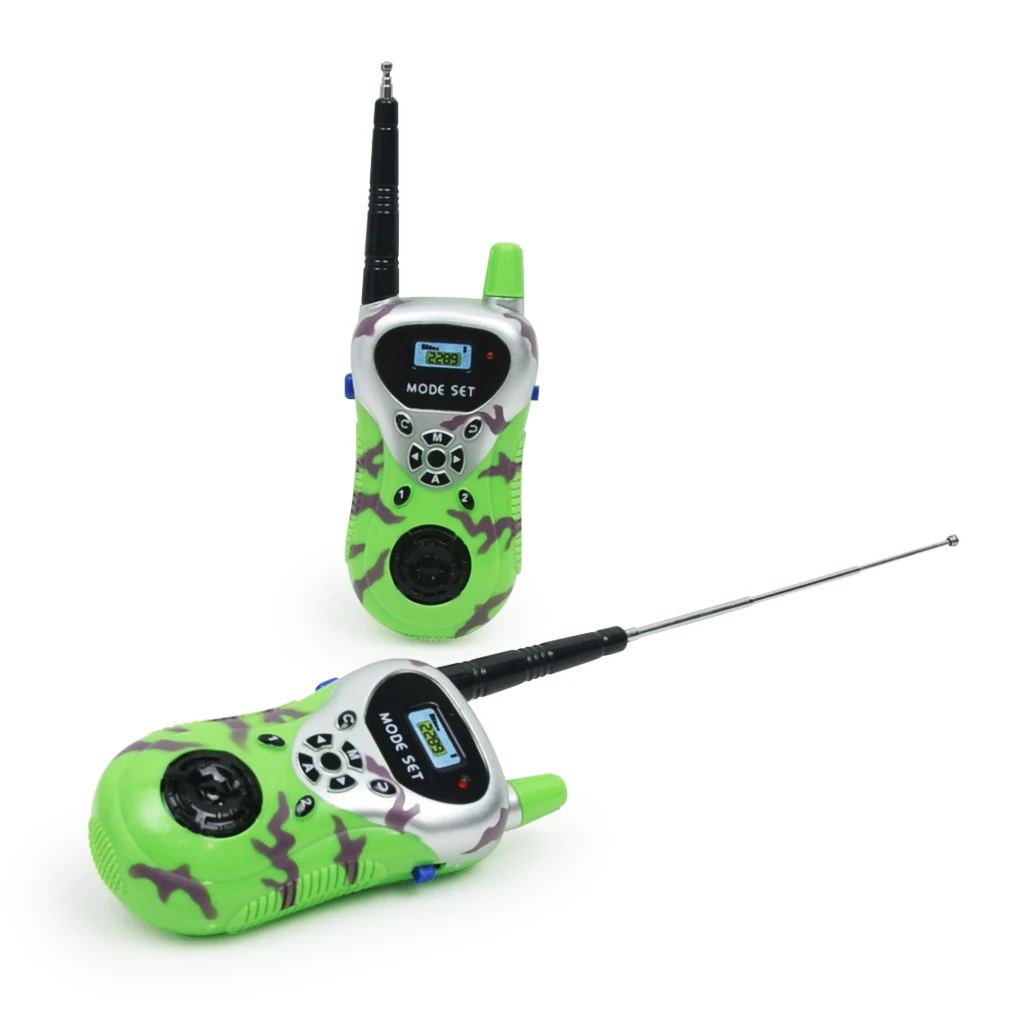 2 x Kids Plastic Two-Way Radio, Electronic Walkie Talkie Interphone Toy for Long Way Communication - Green