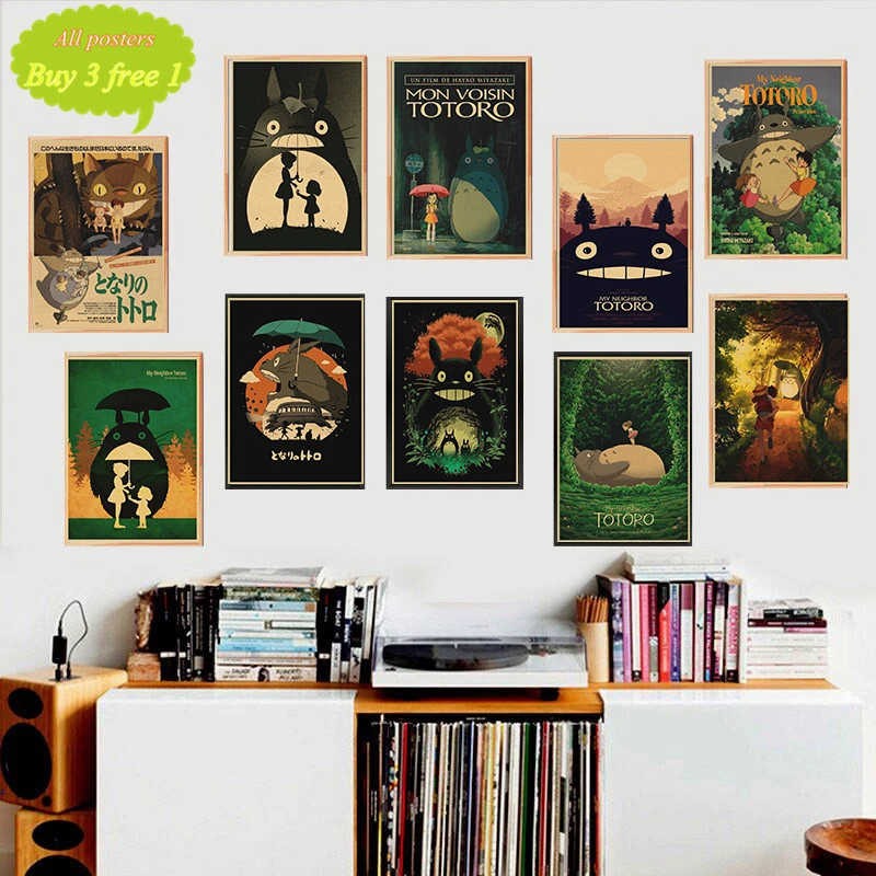 宮崎駿のレトロクラフト紙ポスター 部屋の装飾 Wall Stickers Aliexpress