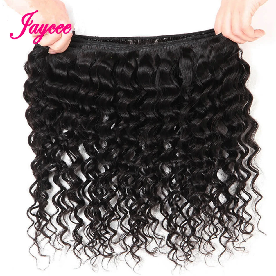 Jaycee Brazilian Deep Wave 3/4 Bundles With Closure Remy Human Hair Weave Bundles With Closure extenciones de pelo natural