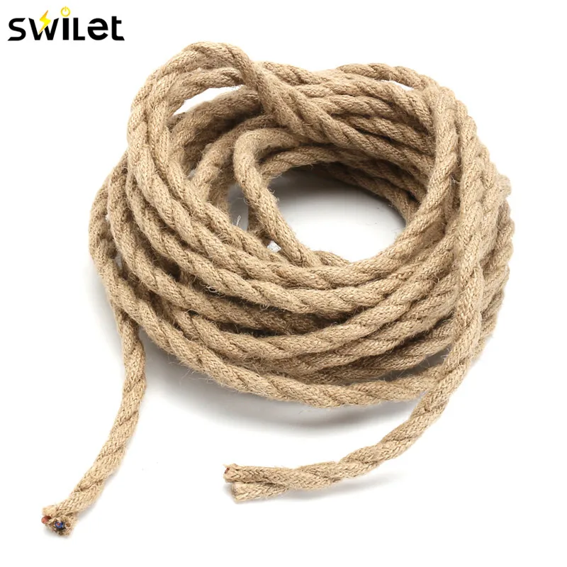 

10M 2 Core 0.75mm Hemp Rope Wire Retro DIY Braided Fabric Electrical Wires Cable Twin Twisted Cable Wire For Lamp