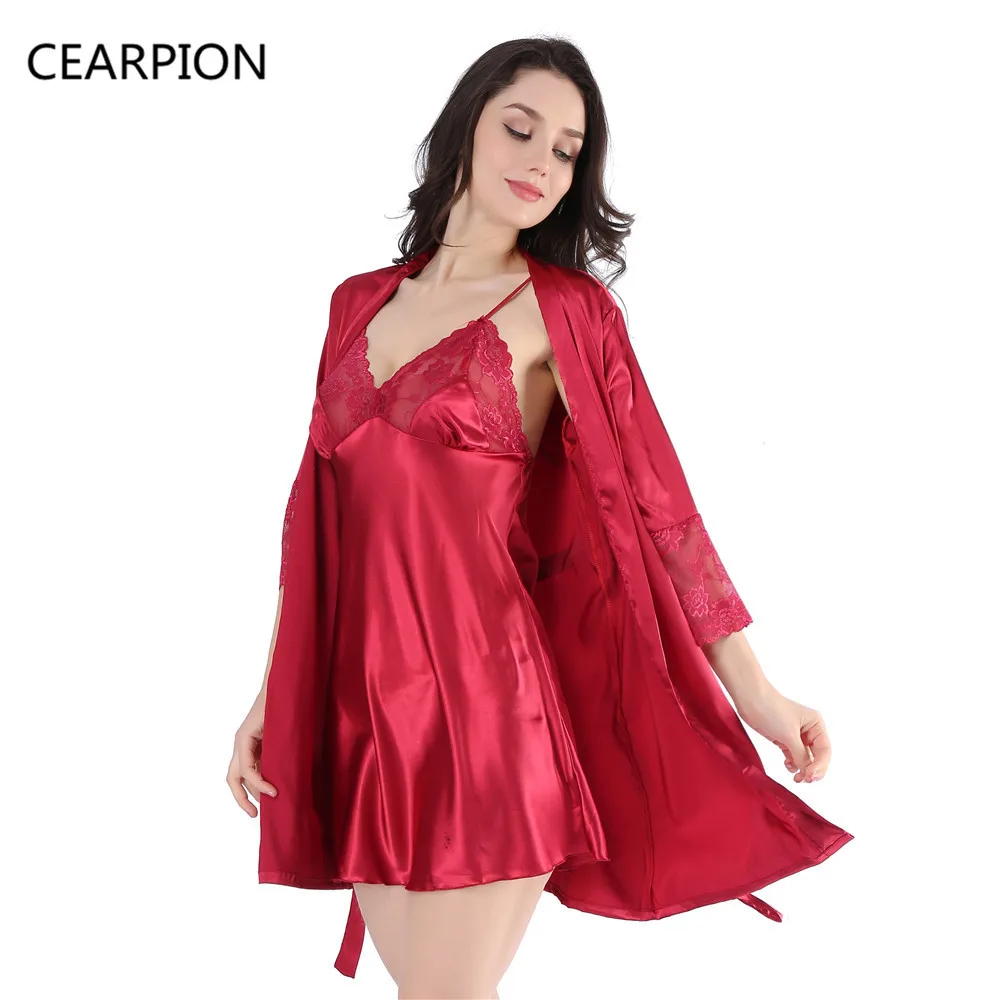 Robe Set Bride Bridesmaid Wedding Gown Lace Sexy Nightdress Satin Loose Kimono Bathrobe Short Sleepwear Intimate Lingerie
