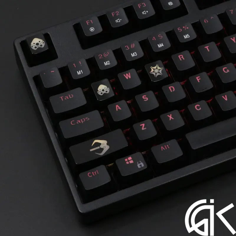 4 шт./компл. keysets подсветка OW ключ Шапки из АБС-пластика с гравировкой клавиши блеск-через для патруля gamer механическая клавиатура ANSI черный