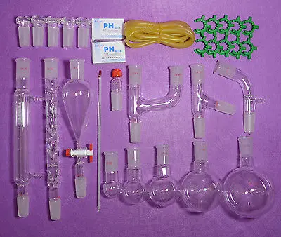 Лабораторный Набор стеклянной посуды, 24/40, первичный органический химический набор стеклянной посуды, лабораторная стеклянная посуда