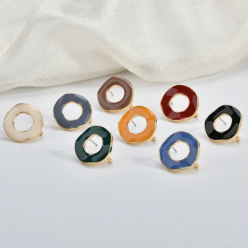 

Morandi retro shaped hollow round simple earrings DIY handmade jewelry earrings accessories material