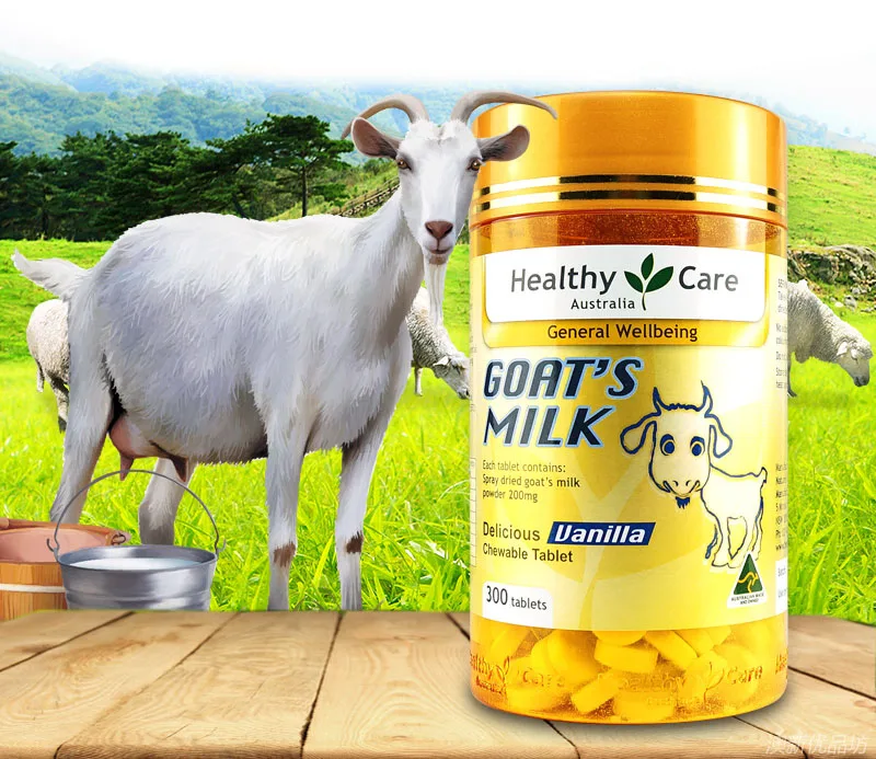 

Healthy care Goat's Milk Each tablet contains spray dried goat's milk powder 200 mg 300 tablets
