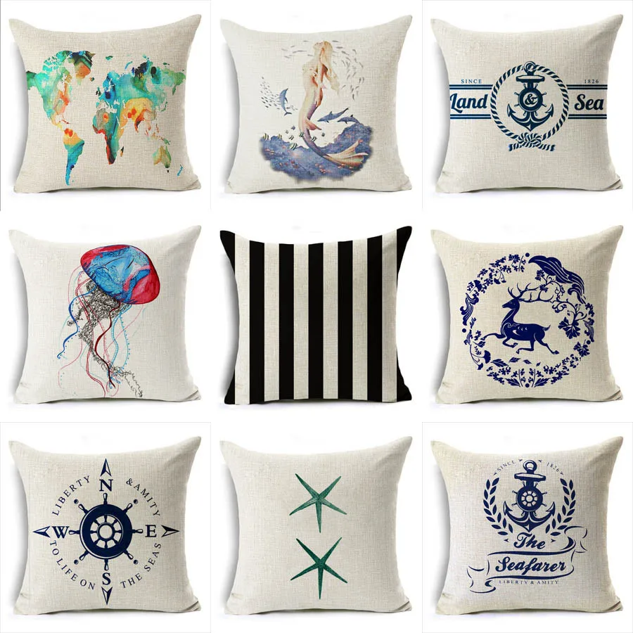 

White Pattern Cushion Cover Cotton Decorative Pillow Case Quote Pillow Cover Waist Square Modern Cushion Cover