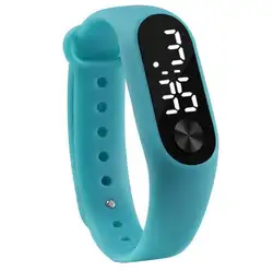 Модные для мужчин для женщин Повседневное спортивный браслет часы светодио дный белый светодиод Электронные Цифровые карамельный цвет