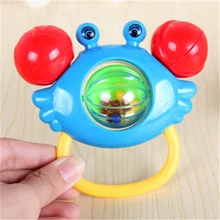 1pc Baby Rattles Bell Toys Crabs Gripping Rattle Toy Kid Handbell Musical Educational Instrument Toddlers Rattles Handle Toy