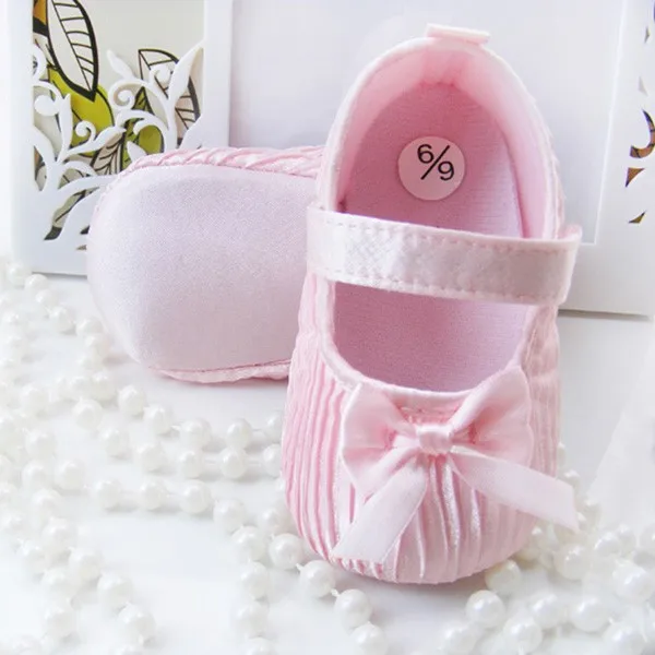 Милая детская одежда для девочек с бантиками; атласная детская обувь; обувь принцессы; обувь для первых шагов; Размеры 0-18M