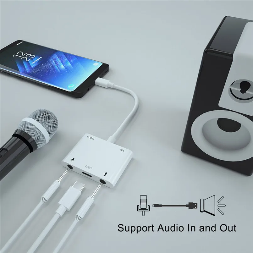 Voice Change USB-C Sound Adapter External Stereo Sound Card Headphone Speaker Aluminum Alloy Audio Cable Adapter 40AP2308