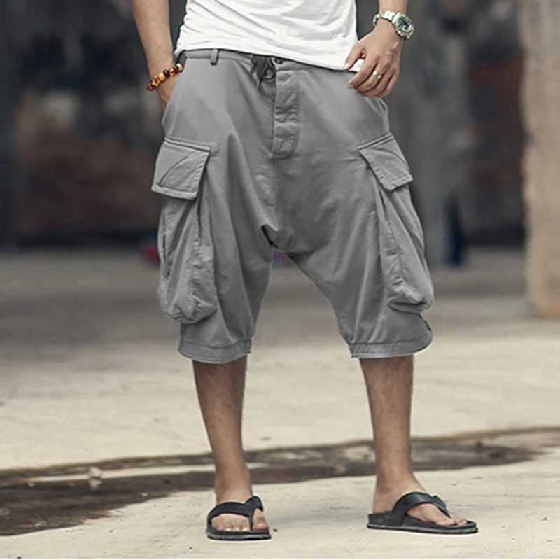 

Men Summer Solid Cargo Casual Cotton New Arrival Shorts Metrosexual Men European Style Fashion Pockets Button Retro Shorts K2075