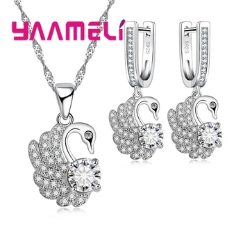 

Fashion Jewellery Sets 925 Sterling Silver Swan Women Necklace Earring Sets For Appointment Wedding Best Gift