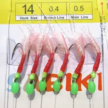 KKWEZVA Sabiki Hook Top Quality Fishing Lure Soft Luminous Shrimp 7#-12# 1.3M Main Length tackle Bait Free