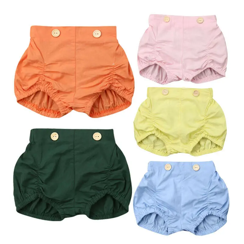 

1-3Y Toddler Baby Boy Girl Cotton Shorts Solid Diaper Shorts Bottoms PP Bloomers Panties 5 Colors
