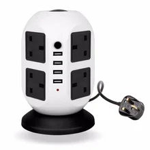Smart Power Tower Socket Plug 8 Outlet 4 USB Ports 2 Layer UK Socket Suitable Auto-thunder