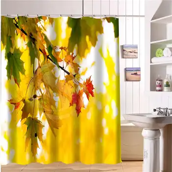

WJY510H41 Custom sunny forest autumn trees grass leaves Modern Shower Curtain bathroom Waterproof Drop Shipping N41