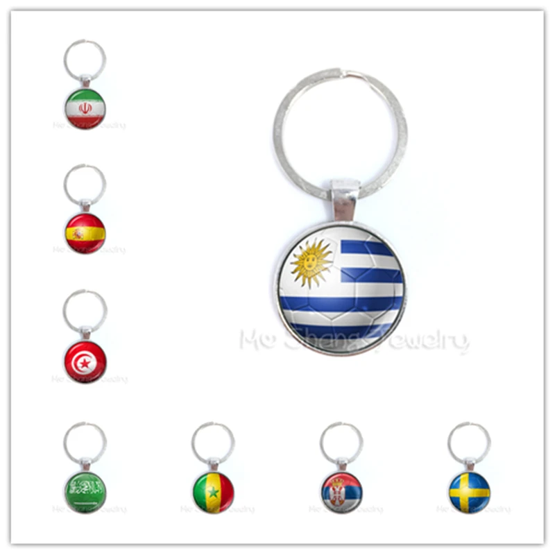

New Arrival Iran Spain Uruguay Tunisia Saudi Arabia World Football National Flag Football Logo Keychains Football Fans Wholesale