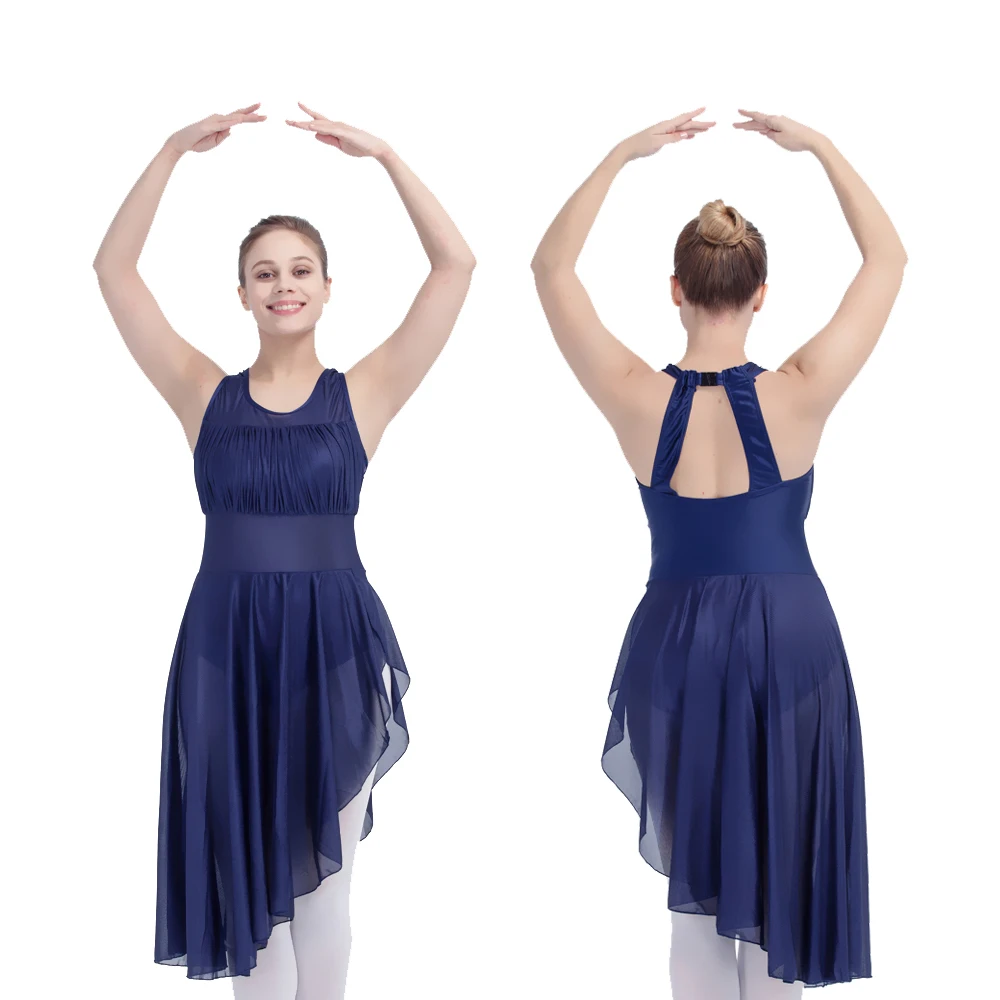 Dancer's Choices Retail Wholesale Navy Halter Dance Leotard Dress White