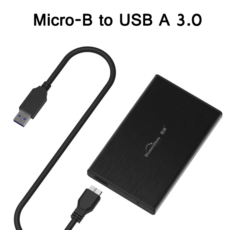 Чехол для жесткого диска sata micro-B/type c-USB A 3,0, переносной чехол для жесткого диска толщиной 7-9,5 мм, корпус для жесткого диска, Blueendless