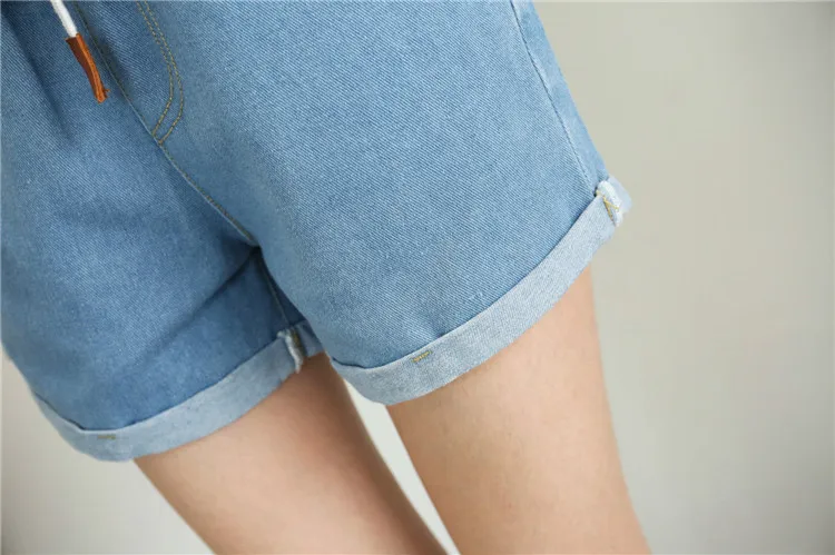 2018 новые женские Модные шорты эластичный высокой шнуровка на талии джинсы свободные повседневные джинсы плюс размер рваные джинсы для Для